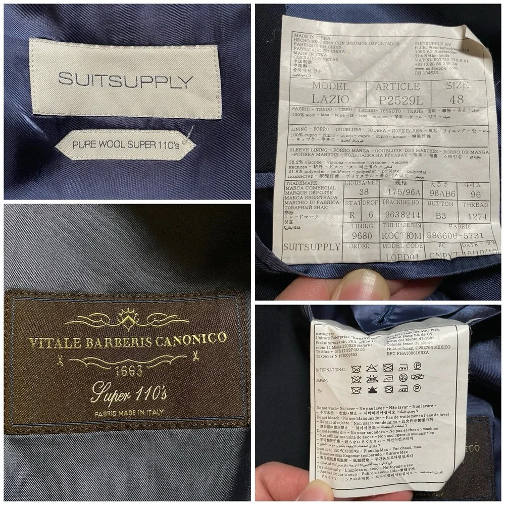 Suitsupply Blazer Jacket 48 (38R) Mens Lazio VBC 2B 2V Navy READ - Picture 10 of 10